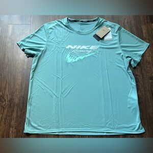 Nike Miler Dri-Fit UV Running Top Mens Size 2XL Blue T-Shirt Athletic Athleisure
